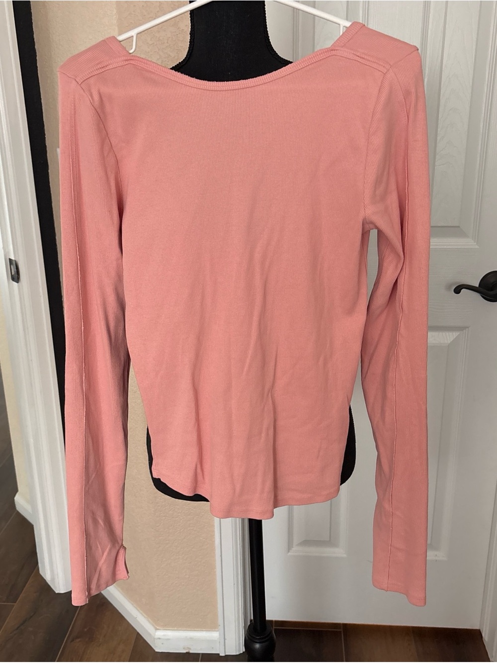 We The Free Pale Pink Ribbed Long Sleeve Top